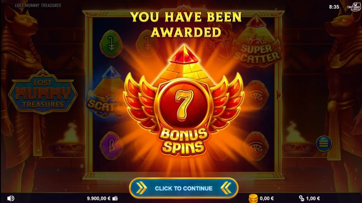 Tampilan visual slot Lost Mummy Treasures dengan tema kuil Mesir kuno