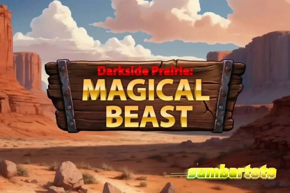 Pemandangan ngarai berbatu dengan simbol bison megah di slot Darkside Prairie: Magical Beasts